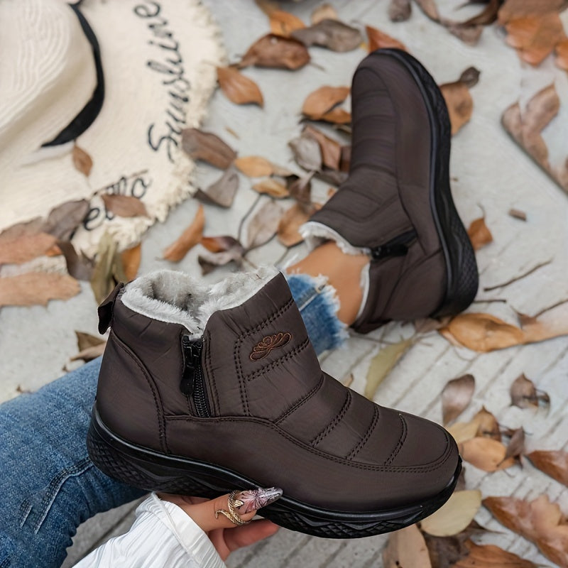 Women's Winter Non-Slip Plush-Lined Short Boots Lightweight Ankle Snow Boots