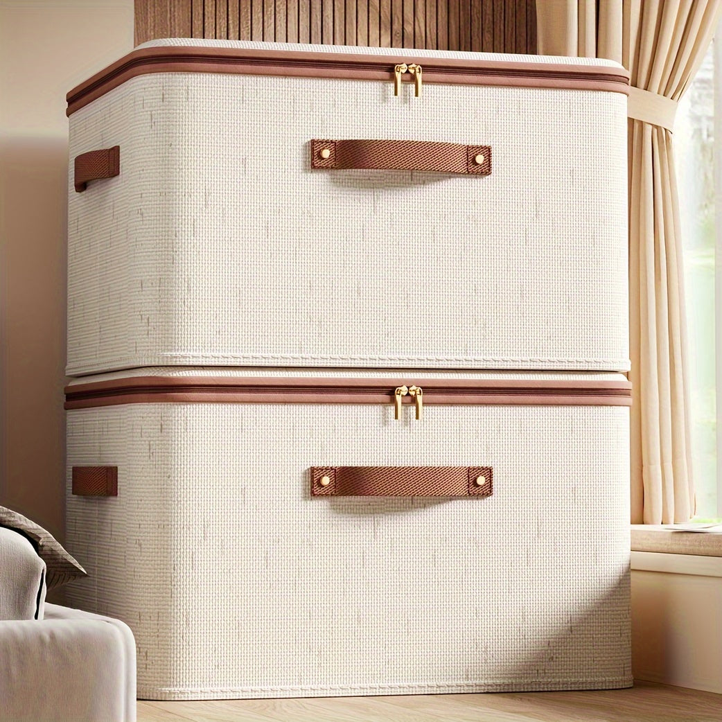 Large Capacity Linen Storage Bin with Lid for Clothes Blankets and Toys