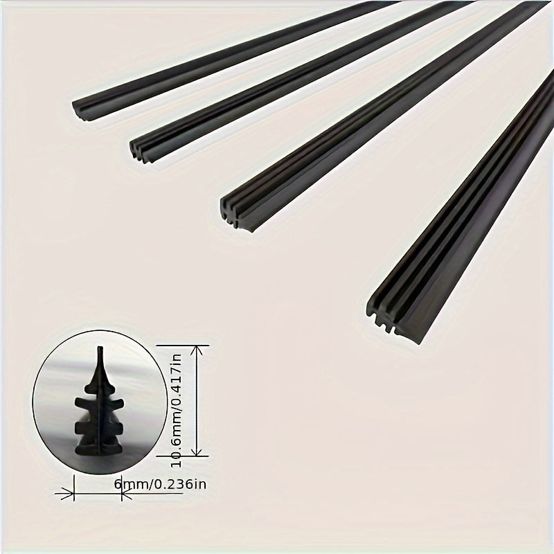 Universal Car Rain Wiper Rubber Strip Silicone 10.6mm Thick Suitable for Various Vehicles