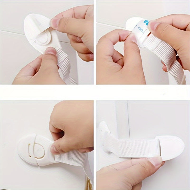 Set of 12 Adhesive Drawer and Cabinet Latches No Screws or Magnets Secure Furniture Kitchen Cabinets Ovens Toilet Seats