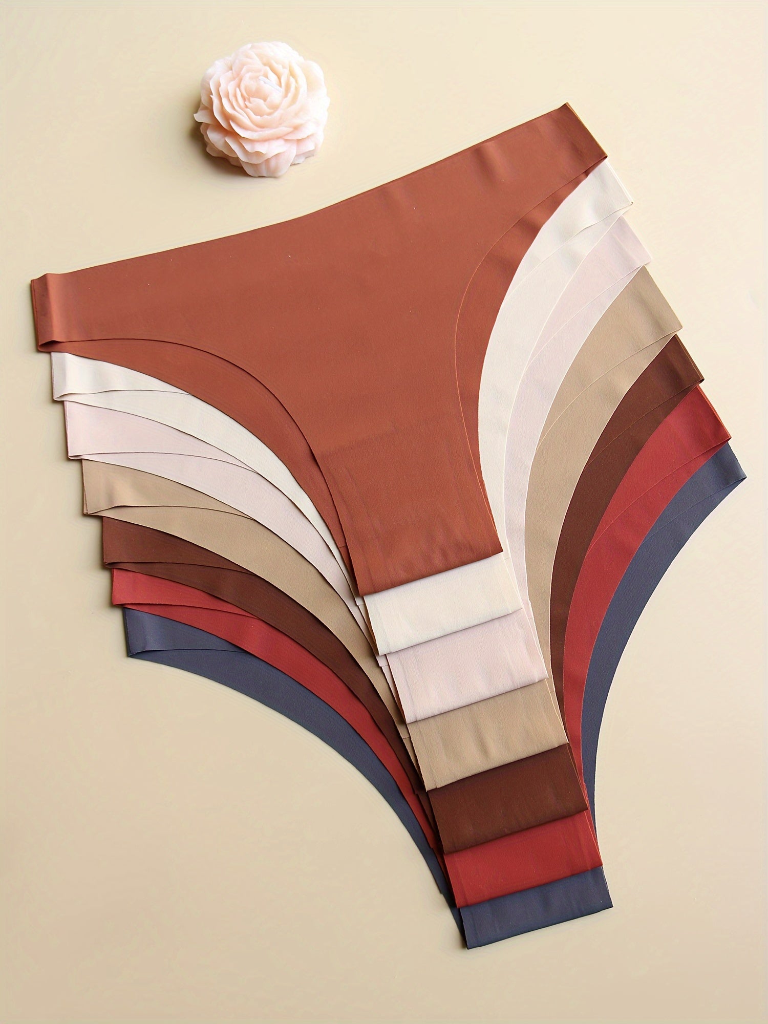 7-Pack Women's Seamless Low-Rise Panties Solid Colors Breathable Soft Comfortable