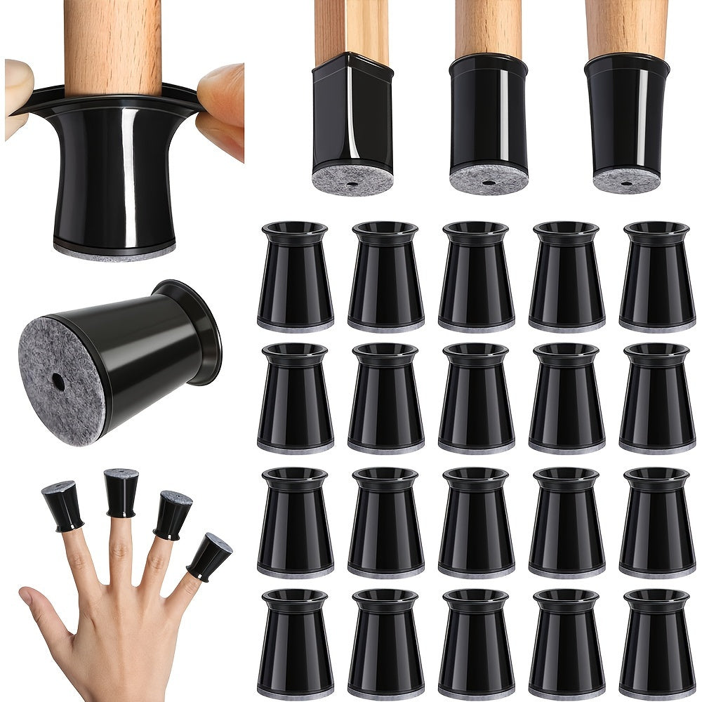 20pcs Furniture Leg Covers for Round and Square Legs Non-Slip Floor Protection Black Transparent