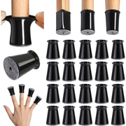 20pcs Furniture Leg Covers for Round and Square Legs Non-Slip Floor Protection Black Transparent