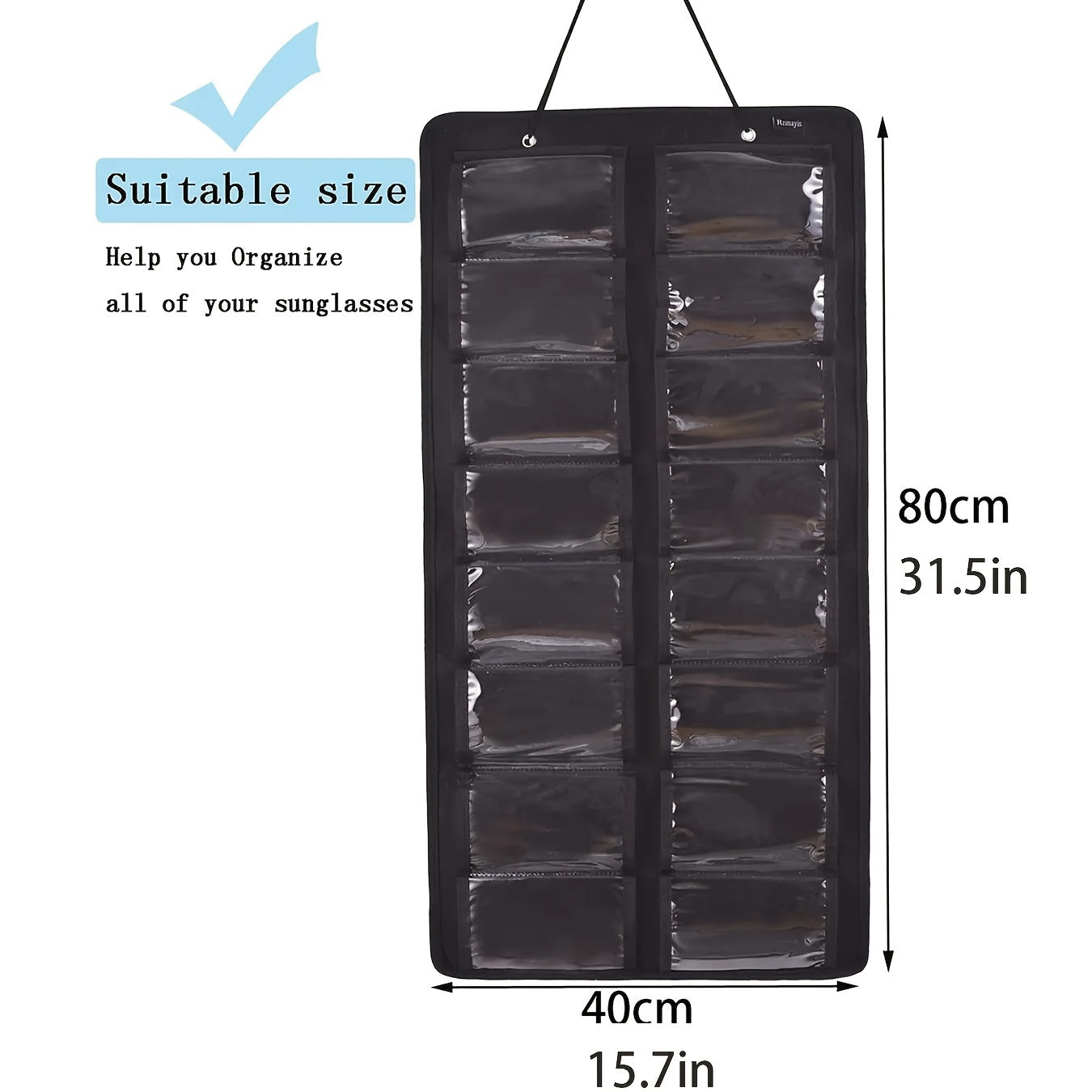 16-Slot Glasses Organizer Wall Pocket Dust-Proof Hanging Storage for Women Accessories