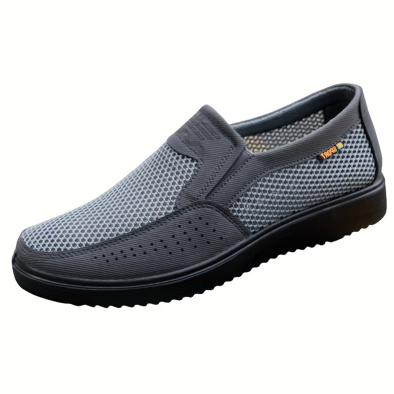 Men's Geometric Mesh Running Shoes with MD Sole and Slip-On Design
