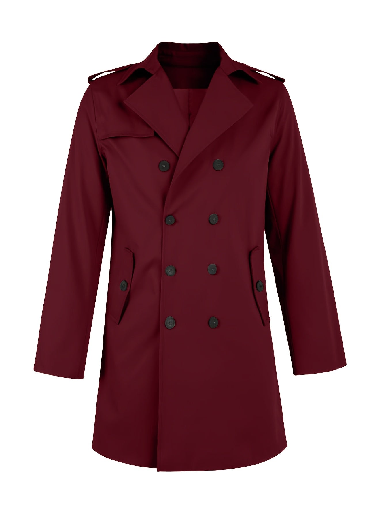 Erkaklar uchun Plus o'lchamli trenc coat, kundalik, bir rangli, kuz bahor, ikki tomonlama yengli, yelkanli