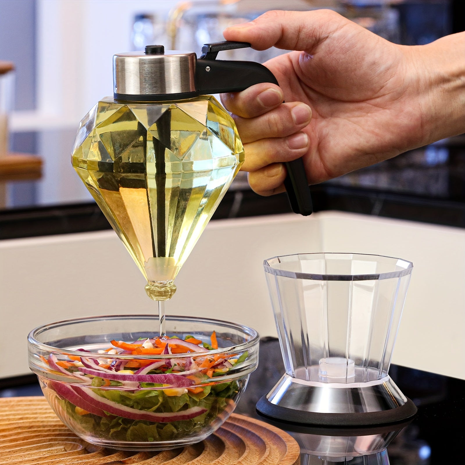 Glass Dispenser with Stand for Honey Syrup and Oil Kitchen or Coffee Bar