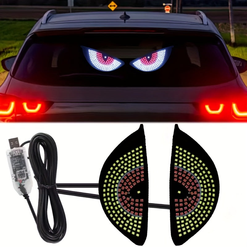 2pcs LED Car Lights USB Powered No Wiring Flex Display Red Yellow