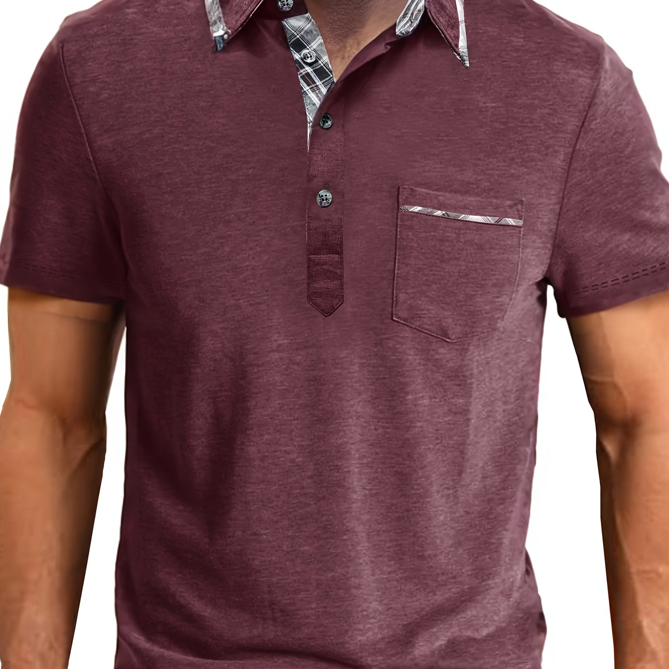 Erkaklar uchun qo'shimcha o'lchamdagi cho'ntakli polo ko'ylak, plitka yaka, biroz cho'ziladigan to'qima (77% polyester, 19% viskoza, 4% elastan), yozda 180g/m² og'irlikda ideal.