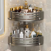 Aluminum Bathroom Corner Shelf Wall-Mounted Triangle Storage No-Drill for Toiletries Kitchen