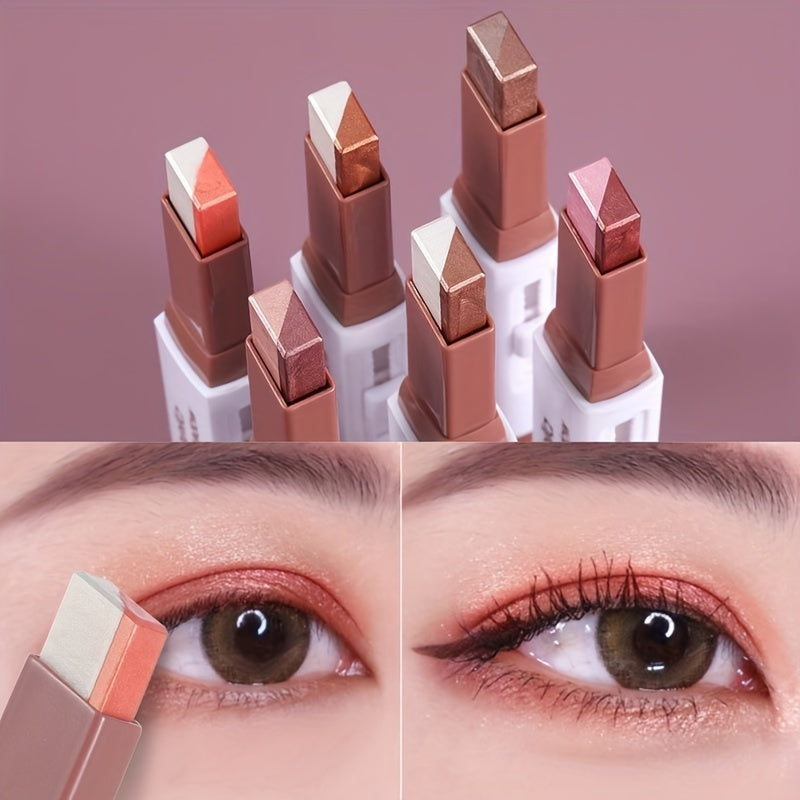 Women's Waterproof Dual-Tone Eyeshadow Stick Long-Lasting Matte Pearly Shades