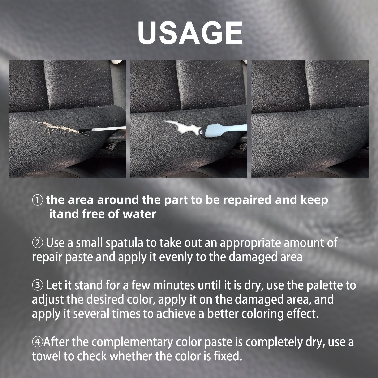 Pasta de reparación para asientos de coche 50g ABS Líquido Cambio de color Removedor de arañazos