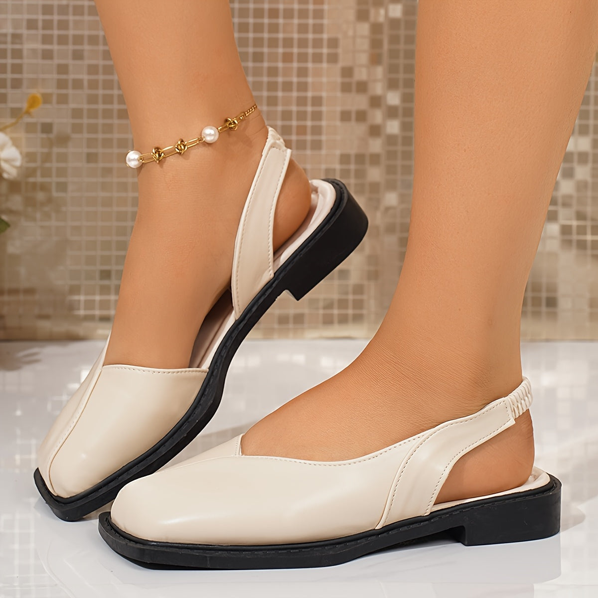 Women's Summer Square Toe Roman Sandals Low Block Heel Adjustable Closure Breathable PU