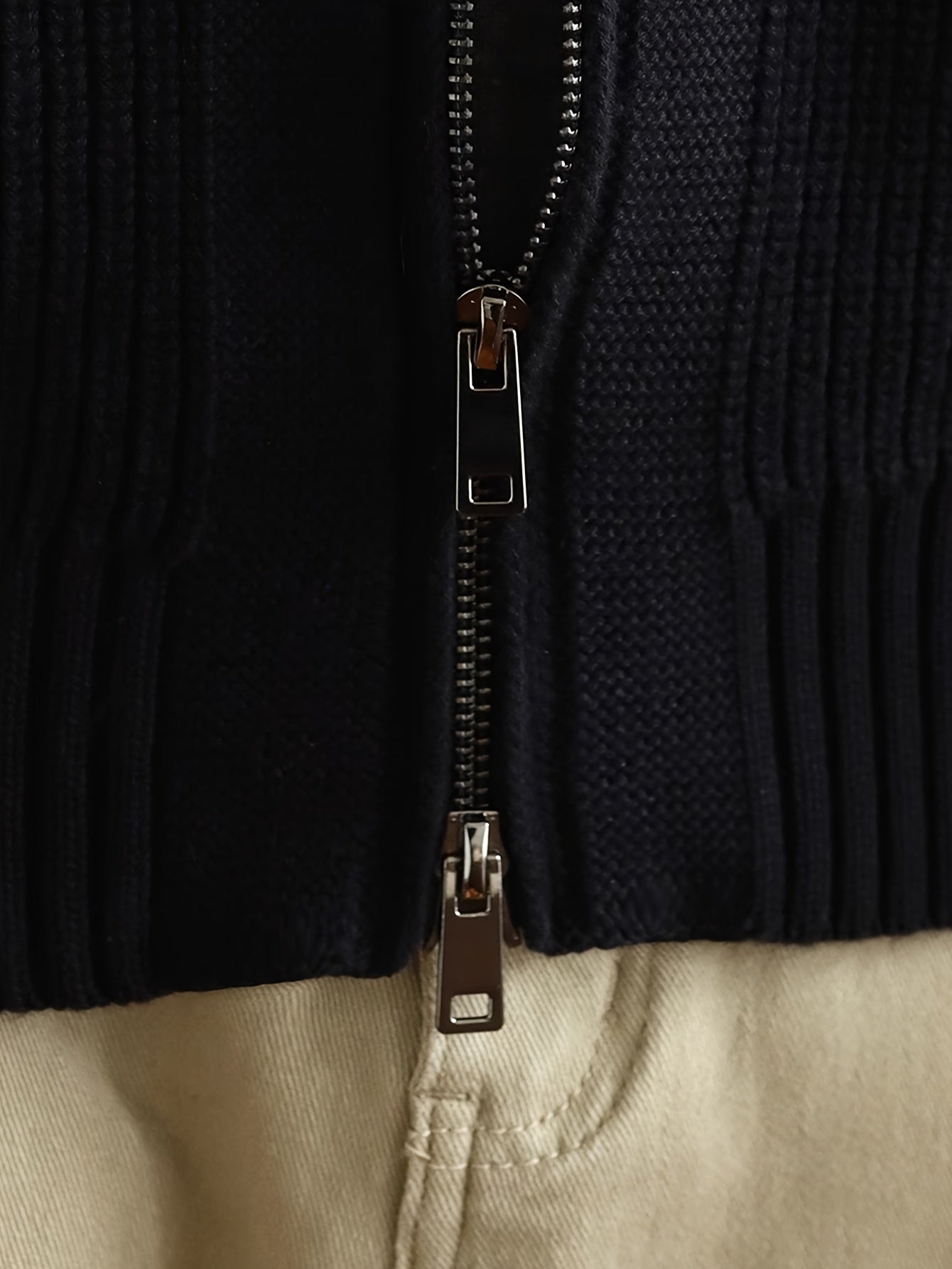 Men's Knitted Zip-Up Cardigan Sweater Fall Winter Solid Color High Stretch Casual Regular Fit