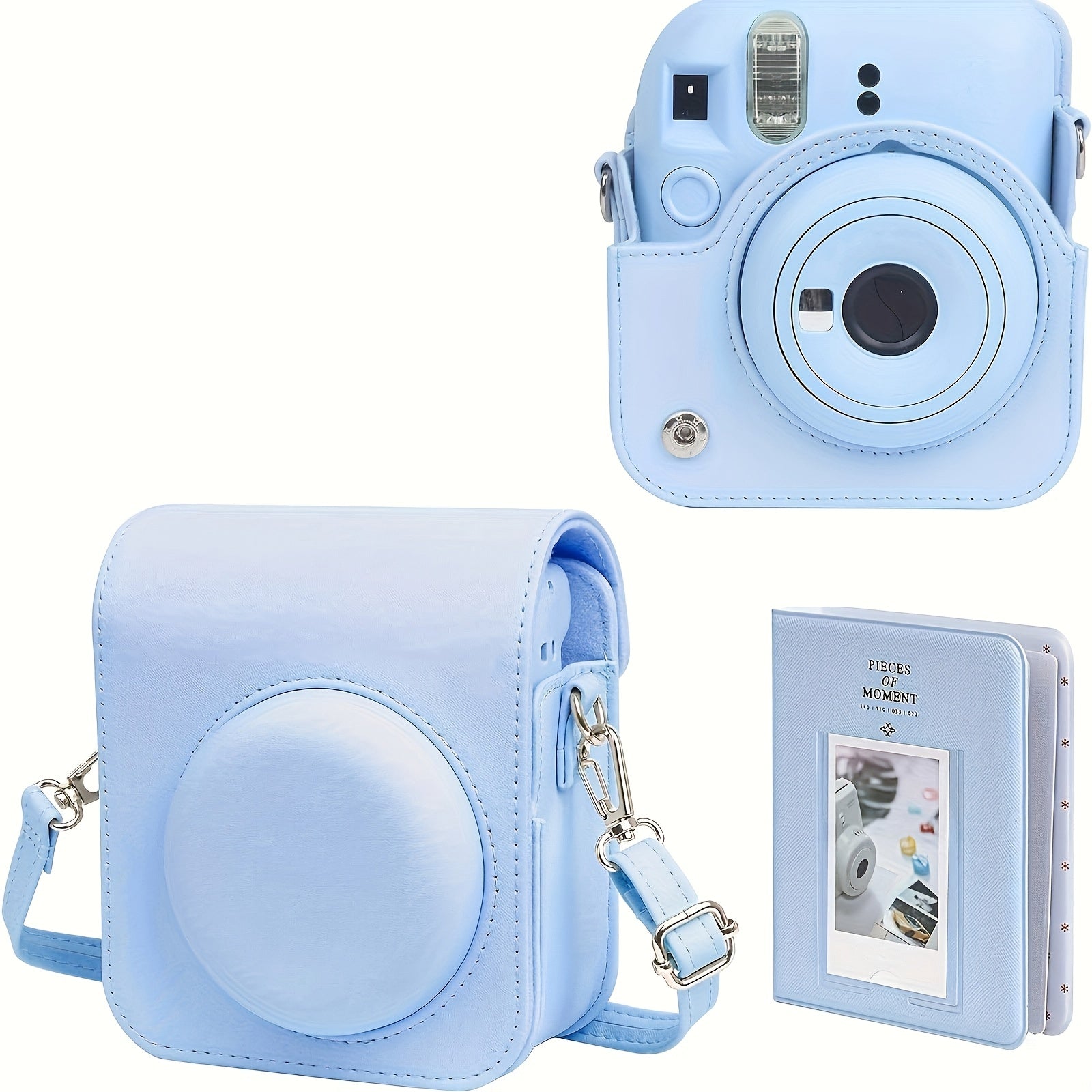 Faux Leather Camera Case for Fujifilm Mini 12 with Light-Sensitive Hole and Lens Compatibility
