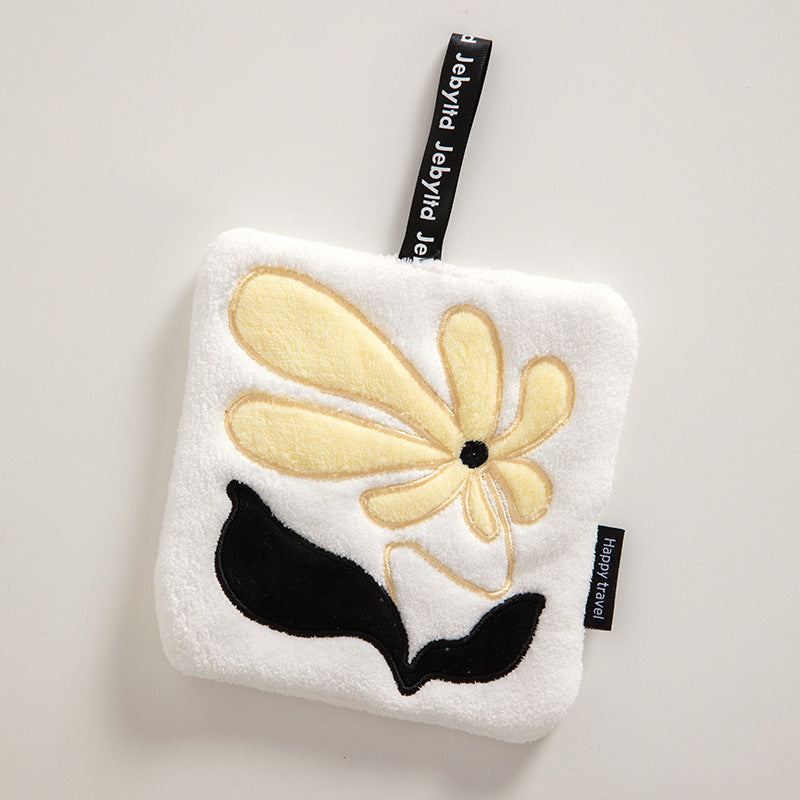 Koral Fleece qo‘l sochiq to‘plami, yurak gul naqshli, tez quriydigan, namlikni yutuvchi, oshxona va hammom uchun