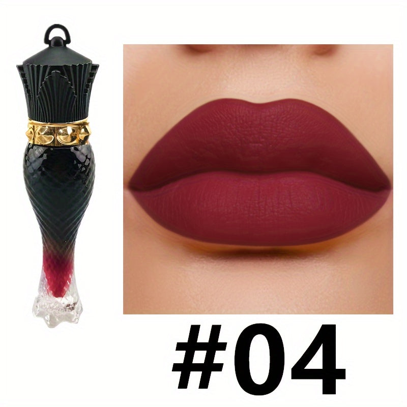 Brillo de labios mate de terciopelo para mujer, tono nude, de larga duración, hidratante, lápiz labial rojo