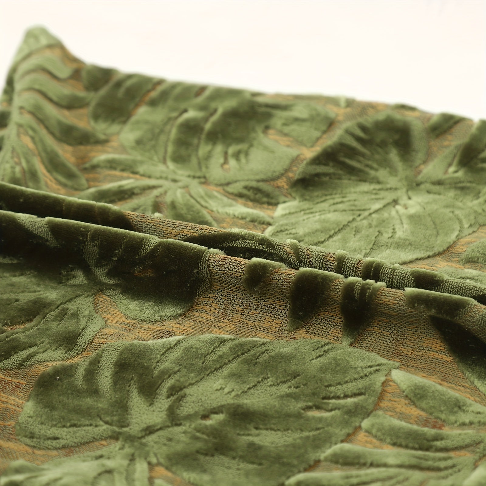 Set of Two Tropical Plant Polyester Chenille Jacquard Throw Pillow Covers for Living Room Decor