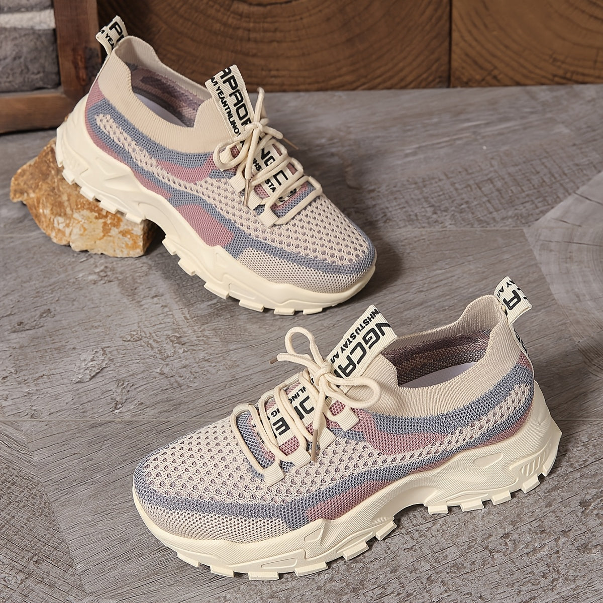 Women's Breathable Knit Low-Top Running Sneakers Lightweight Casual Shoes