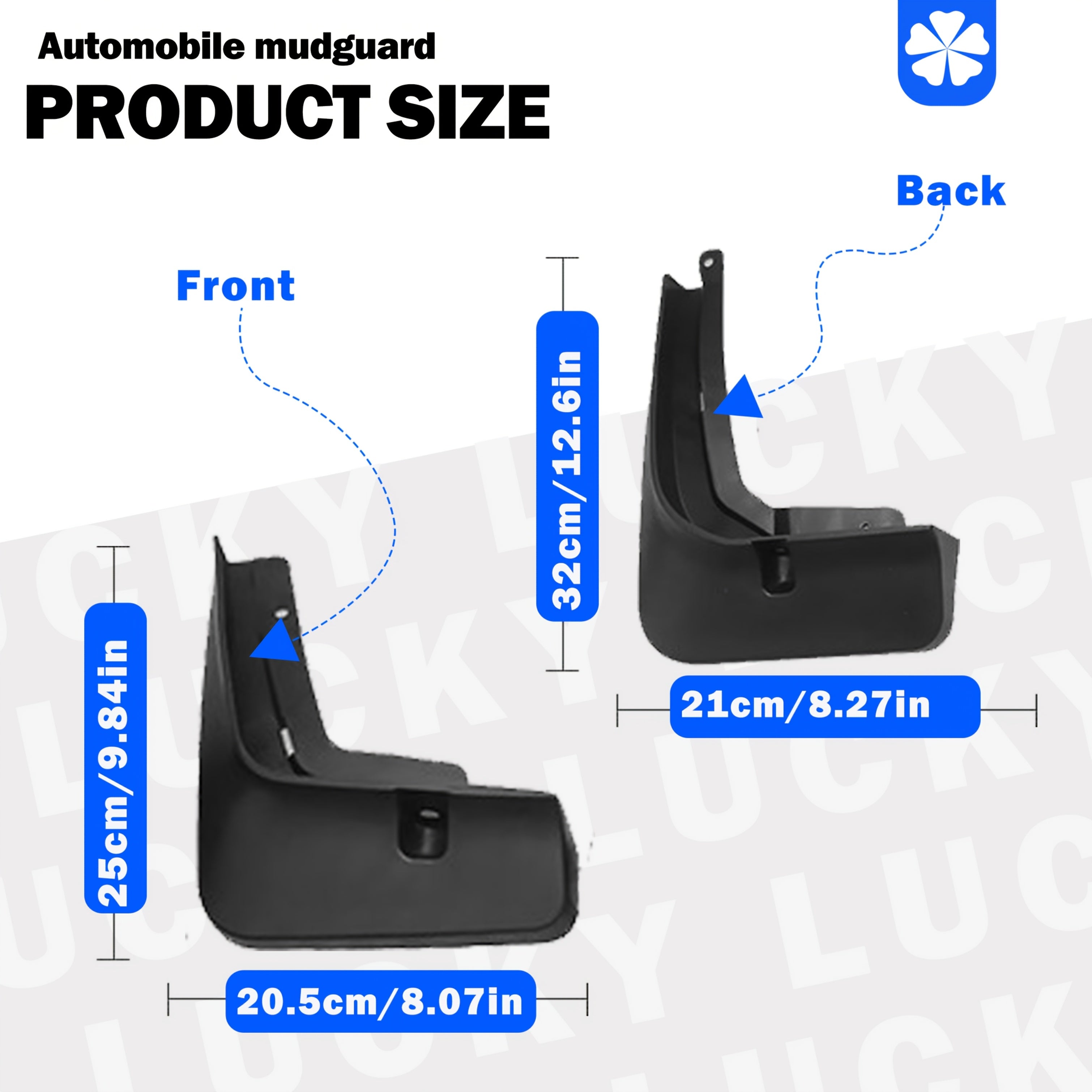 Juego de 4 protectores de barro para coche, guardabarros, negro, duraderos, de PP, delantero y trasero