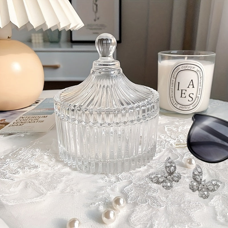 Ретро стеклянная банка для хранения украшений с крышкой для организации аксессуаров