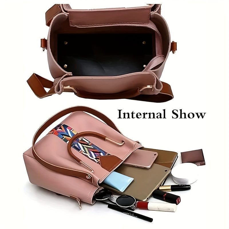 Women's Handbag Set 4-Piece Water-Resistant PU Tote Messenger Wallet Pouch