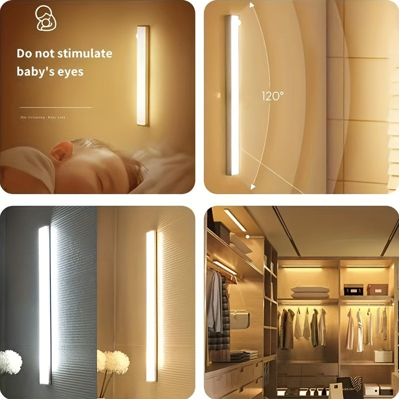 LED Motion Sensor Cabinet Light Wireless Rechargeable Under Counter Closet Night Lighting