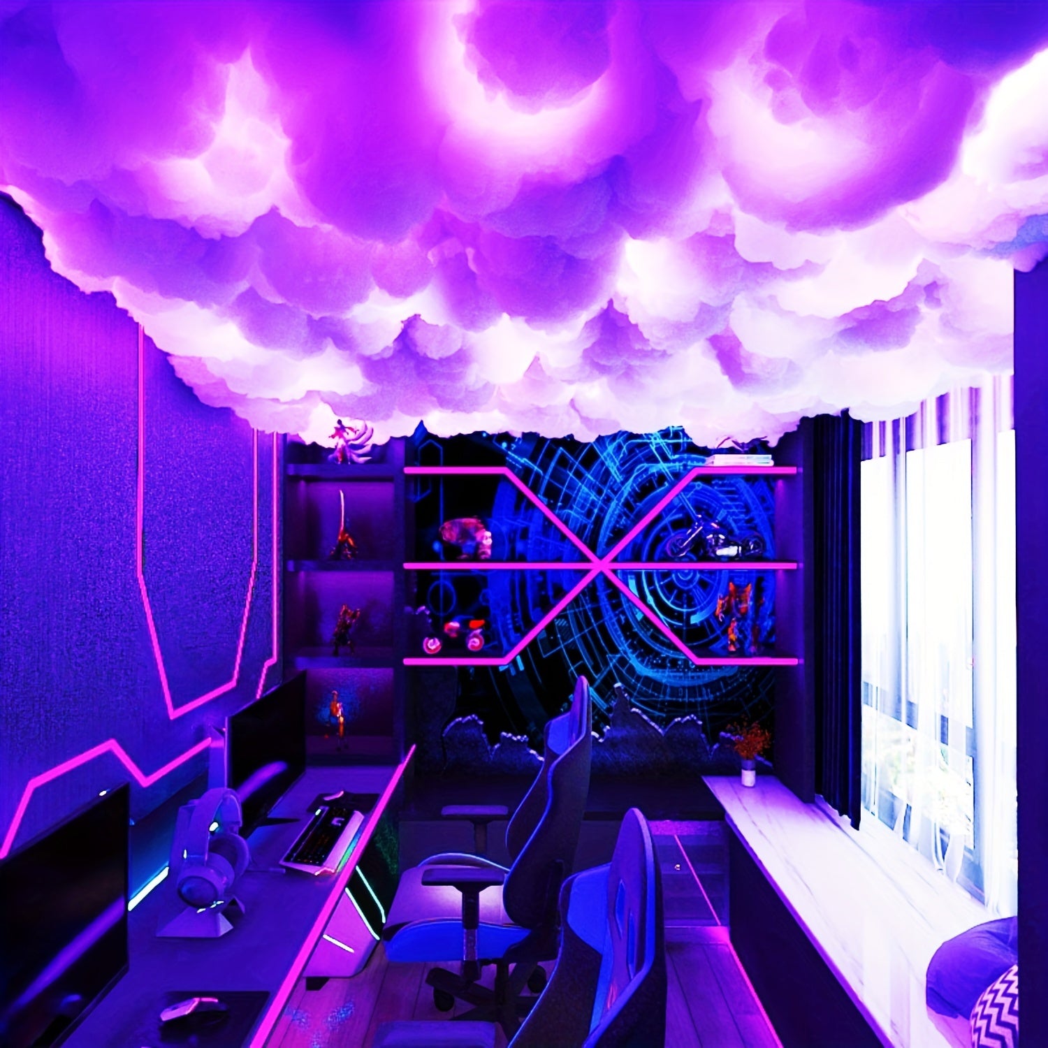 5m RGB LED Cloud Light Kit with Music Sync App Control USB Powered for Bedroom Gaming Party