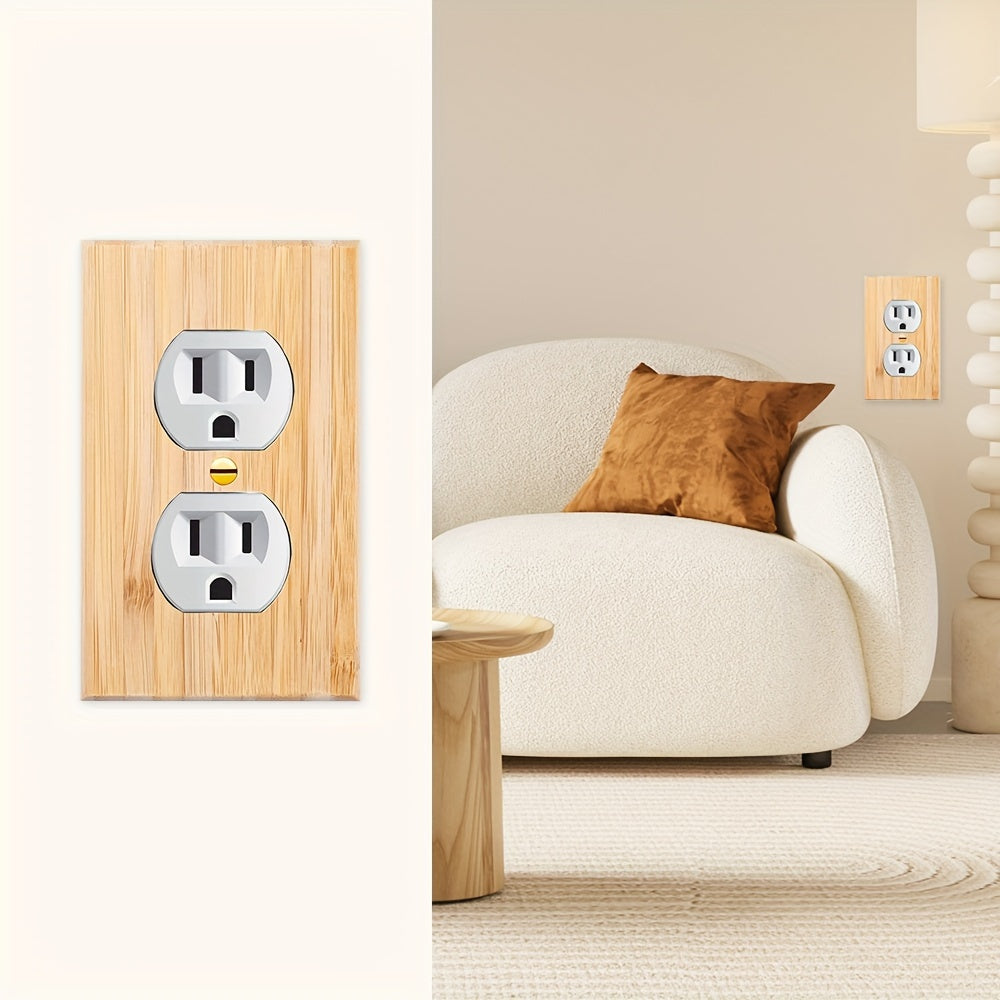 Solid Wood and Bamboo Wall Plate for Switches and Outlets Dual-Hole Design for Bedroom Kitchen Home