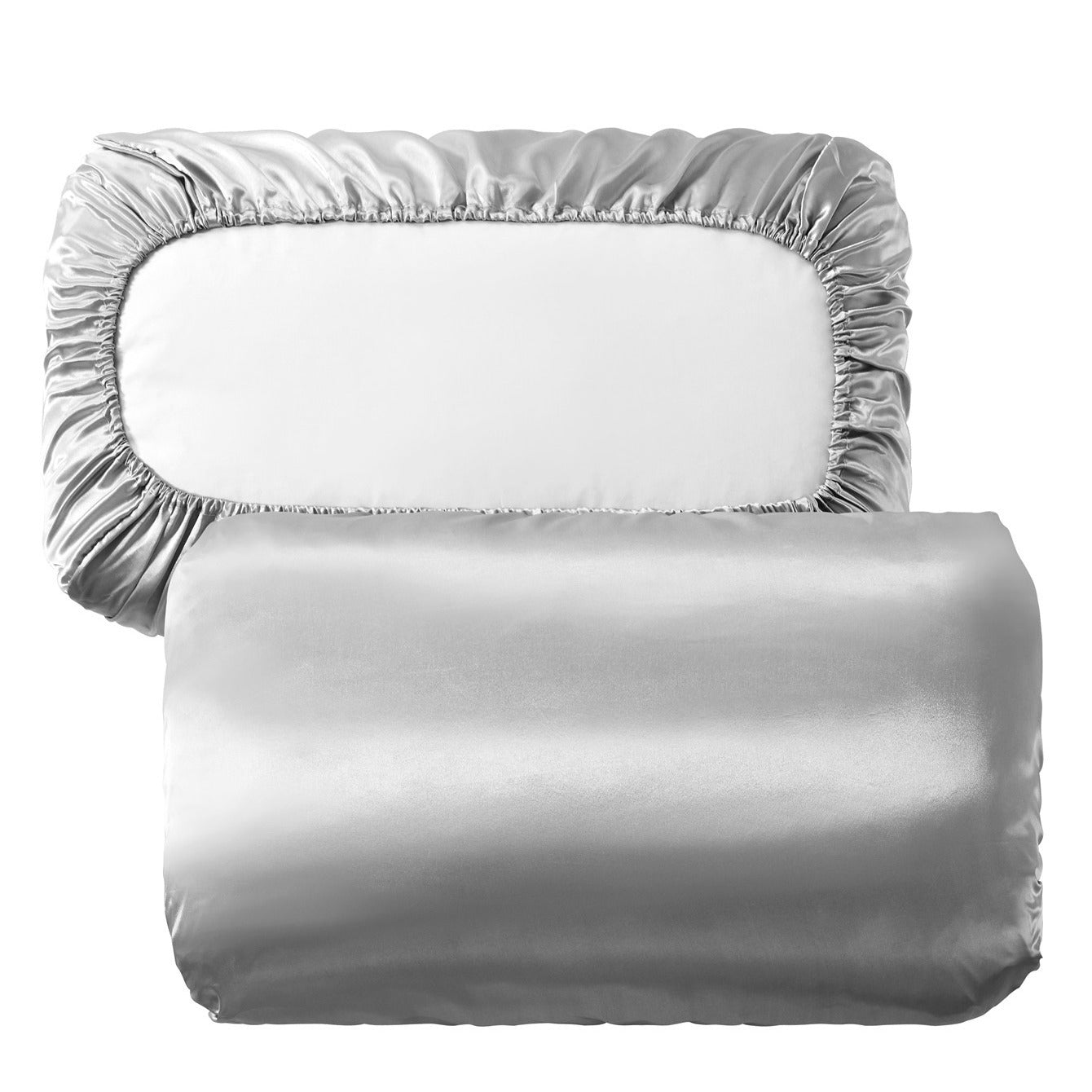 Fundas de almohada de satén transpirable con cordón elástico para un sueño cómodo, juego de dos