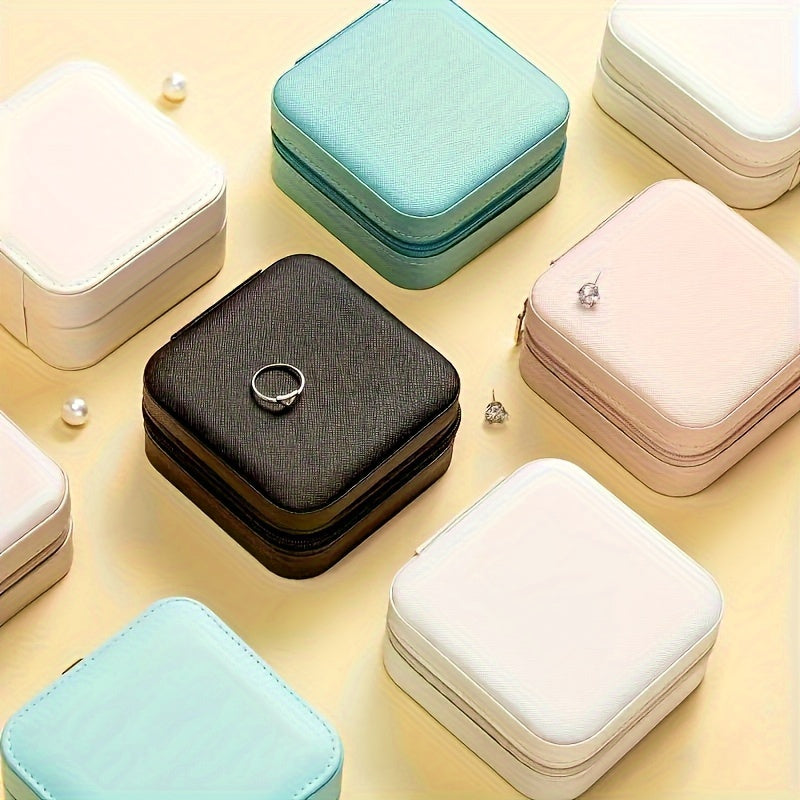 Organizador de joyas impermeable de PU con cremallera y divisores desmontables para viaje y almacenamiento