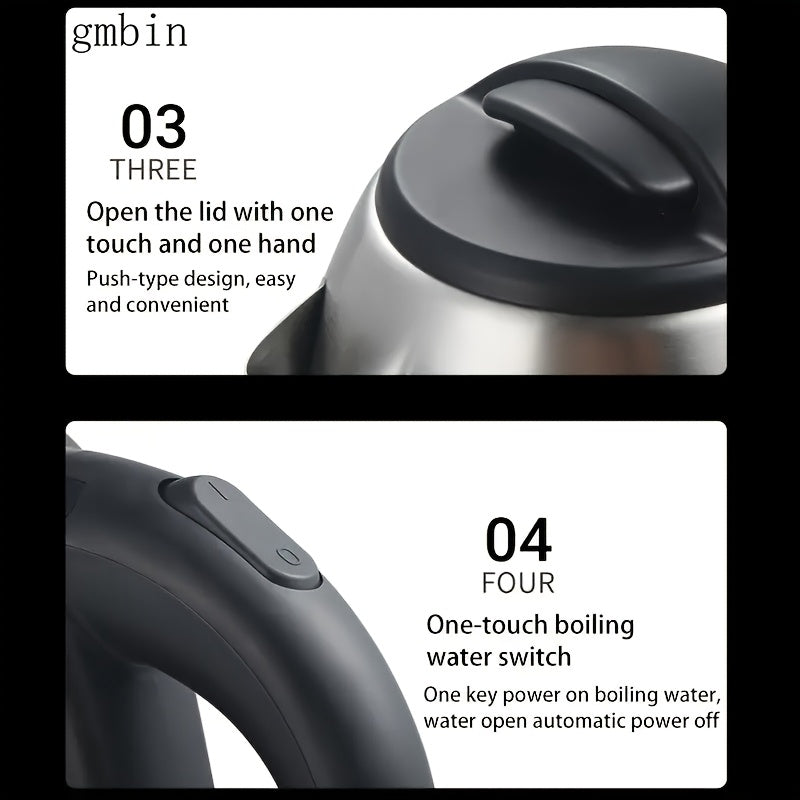 Electric Kettle Stainless Steel Glass 1500W Fast Boil Black Accents