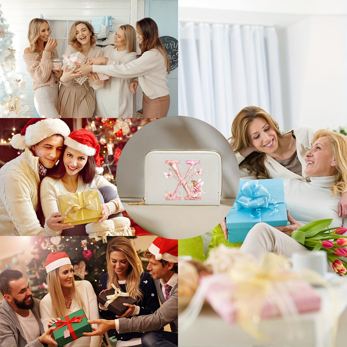 Tarjetero de mujer de cuero sintético, estilo acordeón delgado, con cierre de cremallera para monedas