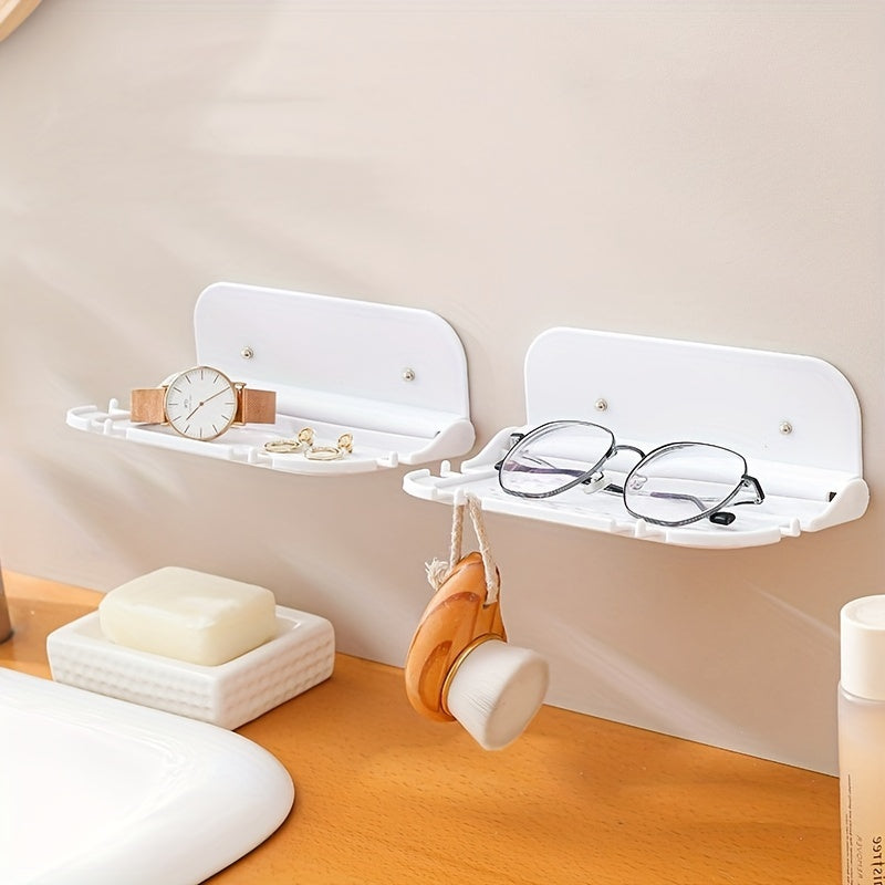 Collapsible Plastic Storage Rack for Kitchen Bathroom Living Room No Drilling