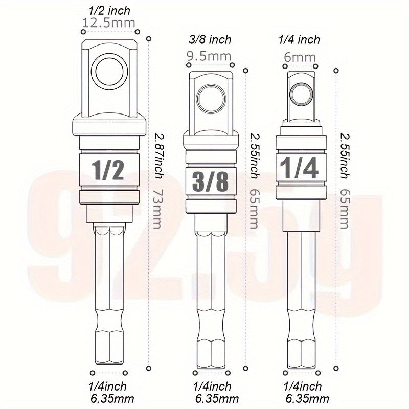Juego de 4 piezas de sockets y extensiones para herramientas eléctricas de grado impacto para taladrar