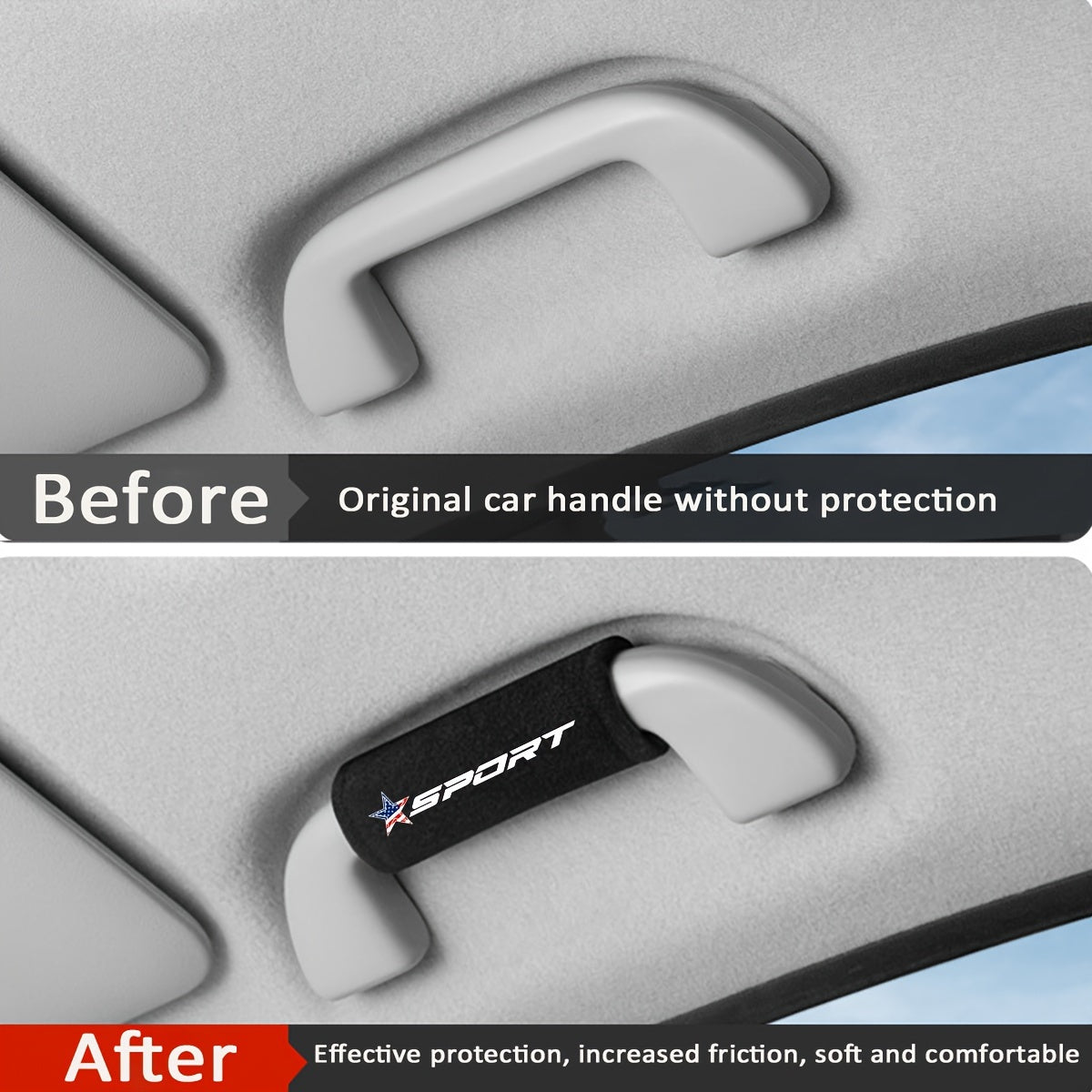 Car Roof Door Handle Protector Armrest Cover for Vehicles Glossy Leather