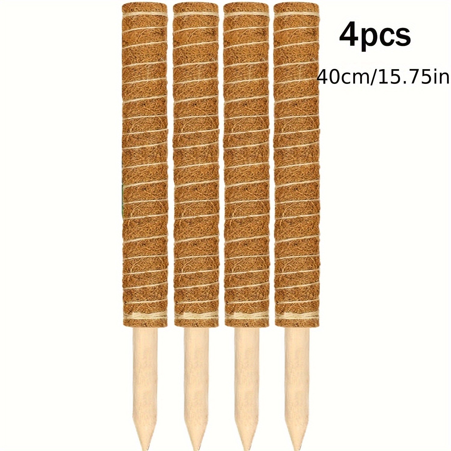 Juego de 2 varas de musgo para interior para plantas trepadoras de Monstera, soporte de fibra de coco, color marrón claro