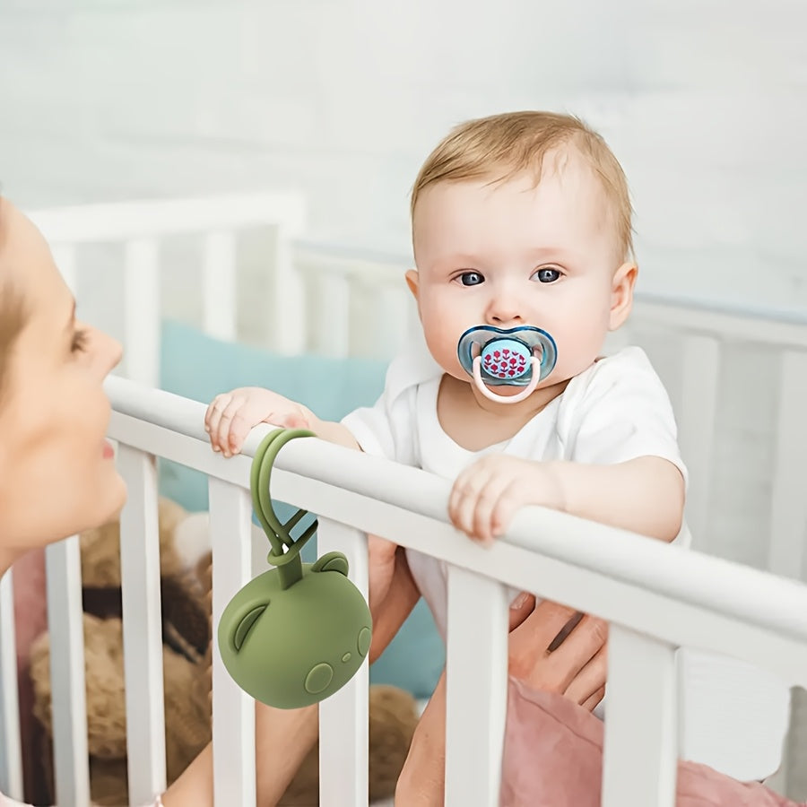 Silicone Pacifier Holder with Chain for All Sizes Bear Shape Safe Storage Case