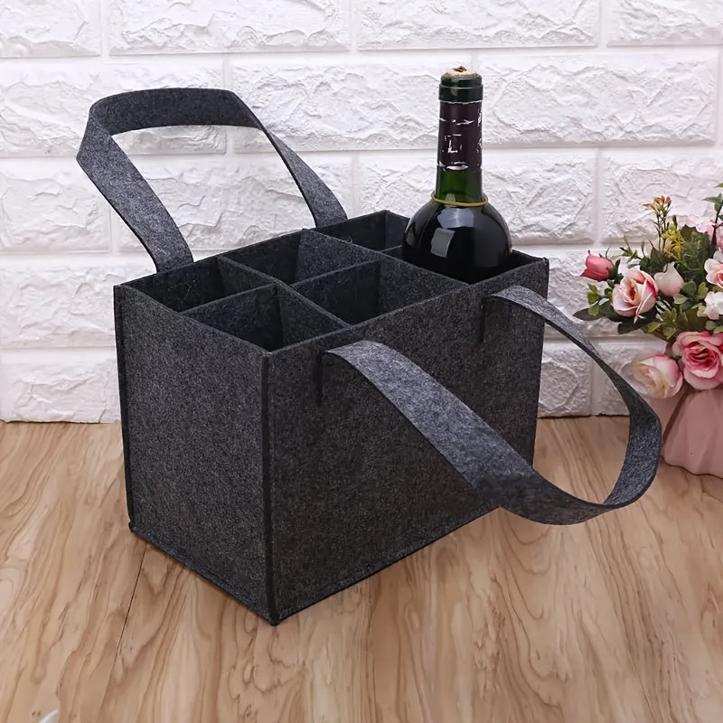 Felt Wine and Beer Bottle Tote Holds Up to 6 Bottles Portable Lightweight Travel