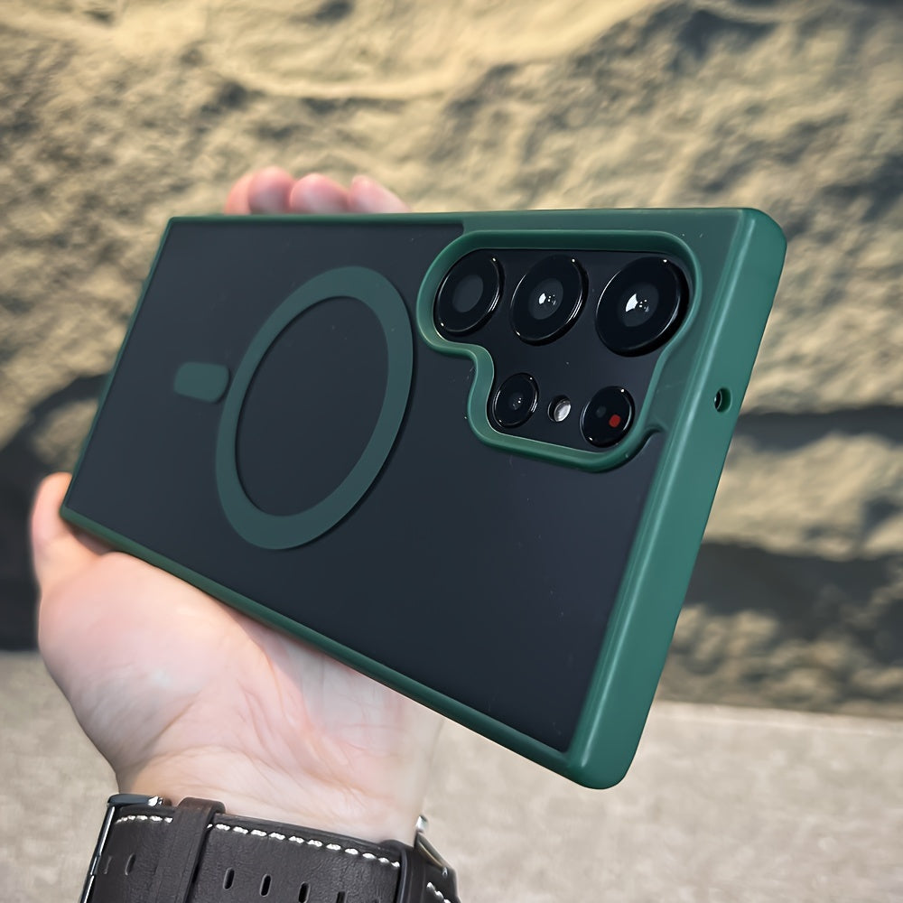 Transparent Magnetic Wireless Charging Shockproof Phone Case for Samsung Galaxy S24 S23 S22 Plus Ultra