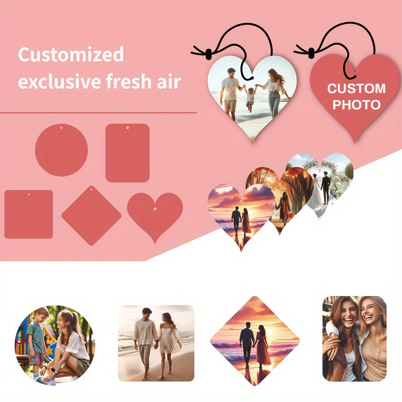 Custom Heart-Shaped Car Air Freshener Double-Sided Photo Scent For Home Wardrobe