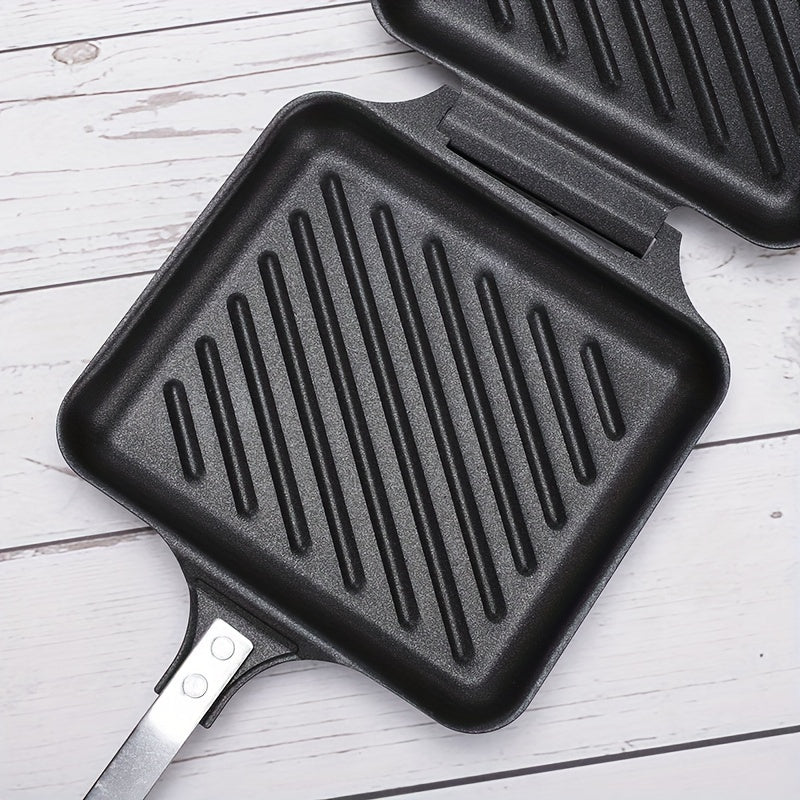 Non-Stick Double-Sided Cast Iron Grill Pan Induction Compatible Stovetop Sandwich Maker