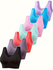 Women's Seamless Sports Bras Breathable Nylon Blend for Yoga and Running Pack of 7