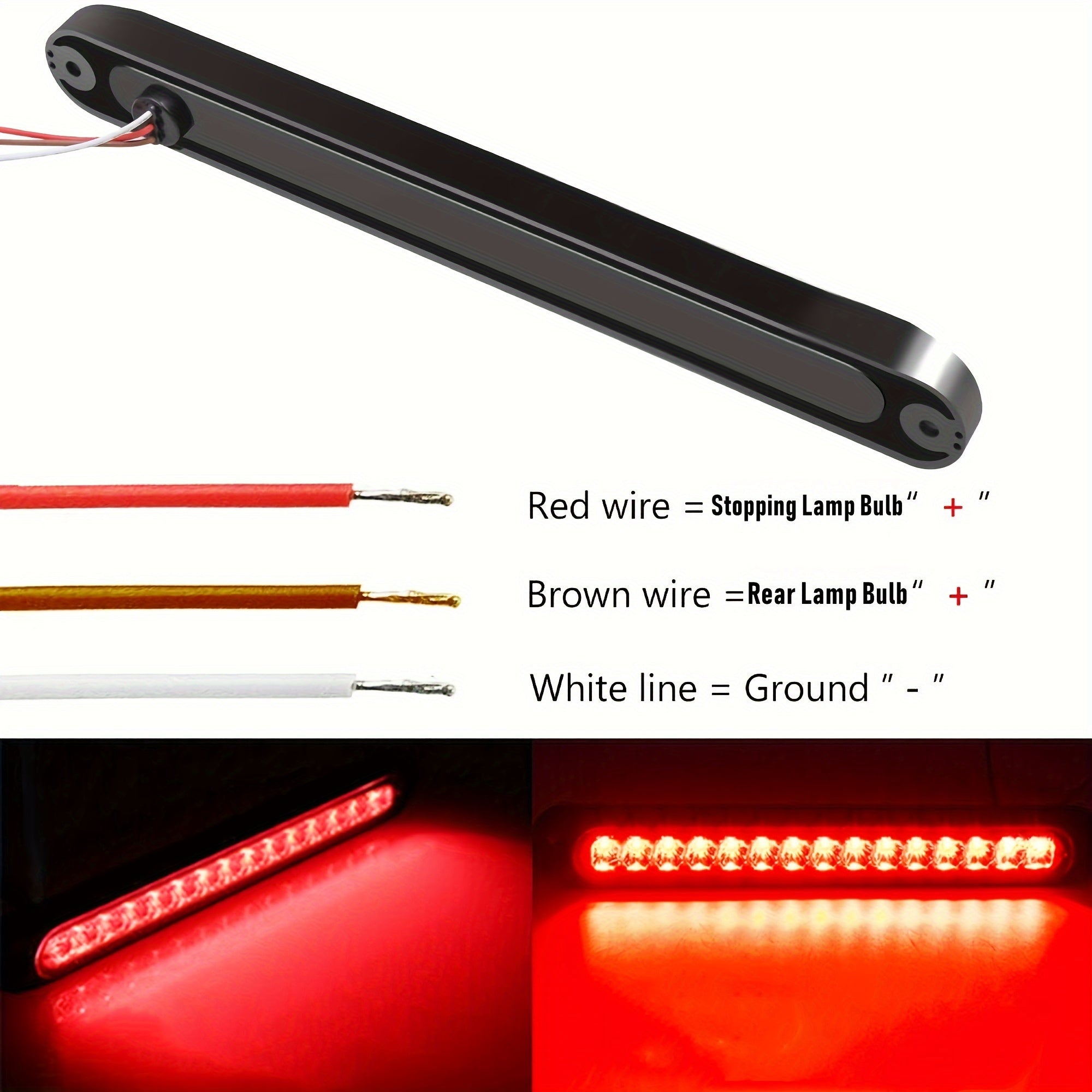 Barra de luz trasera LED universal para camiones, pickup, vehículo 12V 24V, 15 LEDs