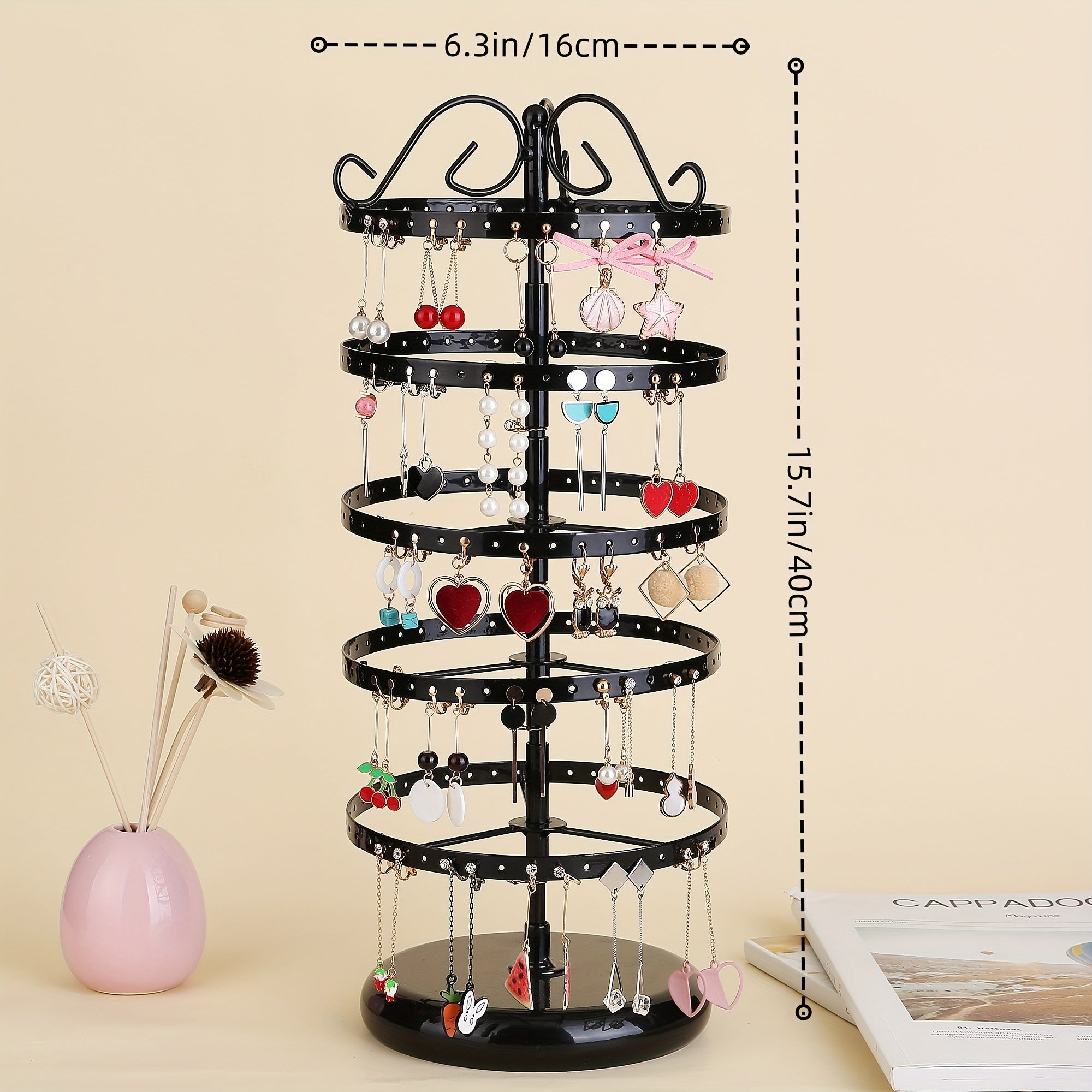 Металлическая вращающаяся подставка для серег и ожерелий с 5/6 уровнями