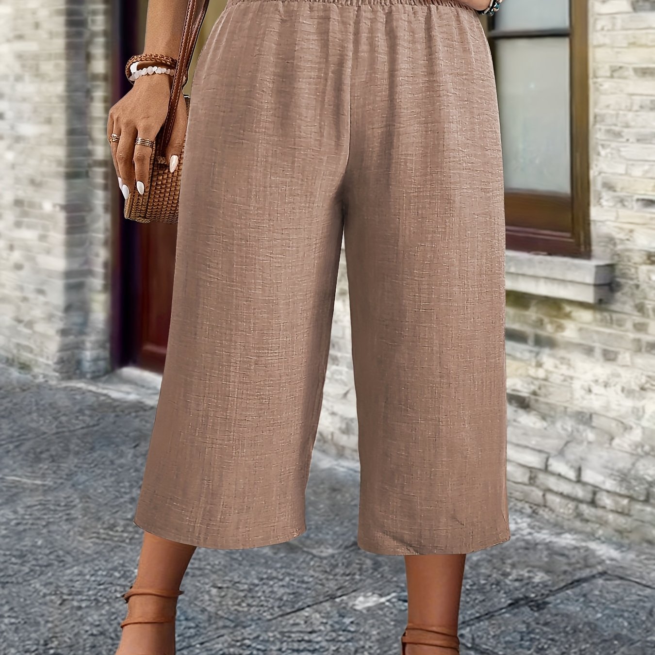 Pantalones cortos de pierna recta de talla grande para mujer, de tiro alto, aspecto de mezclilla negro