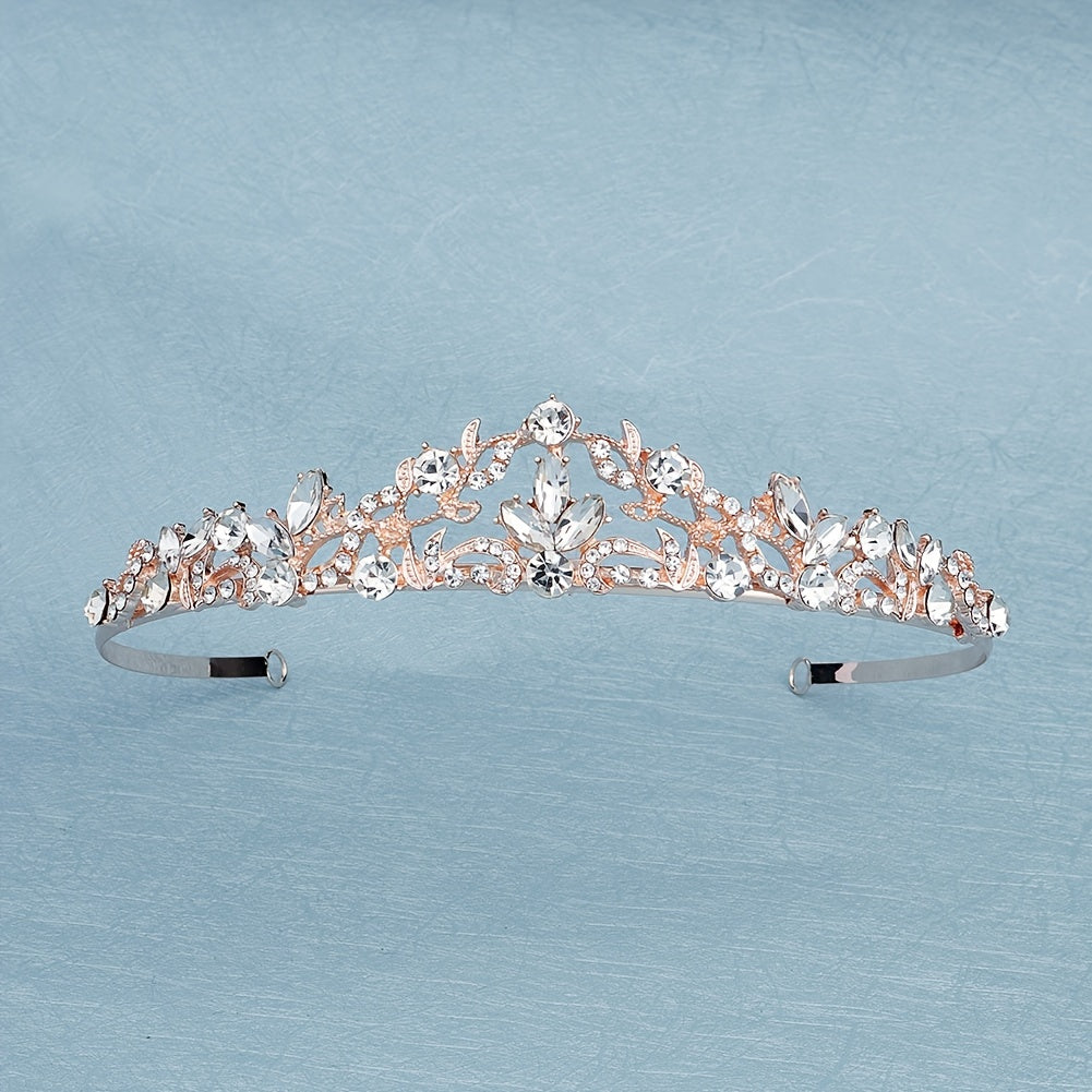 Qizlar uchun princess tiara soch aksessuari, rhinestone taxtasi taqilishi uchun taqilgan bosh band, tug'ilgan kun bayrami bezaklari