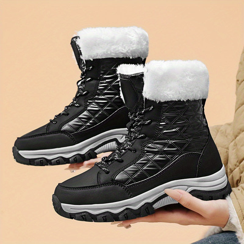 Women's Winter Ankle Boots Faux Fur Slip-Resistant EVA All-Season Black Boots