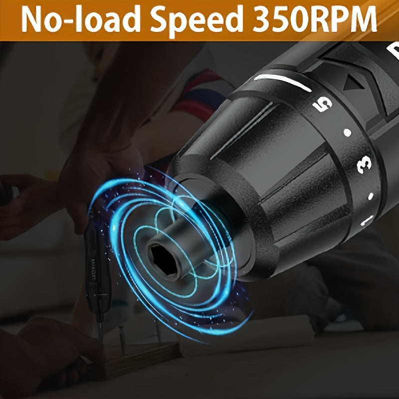 Juego de destornillador eléctrico inalámbrico con batería de litio de 2000mAh, carga USB, mango de goma, broca magnética, par máximo de 5N.m