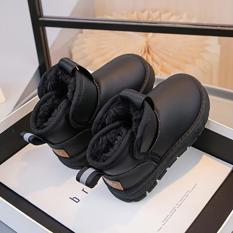 Boys Winter Snow Boots Plaid Microfiber Leather Insulated Casual Outdoor